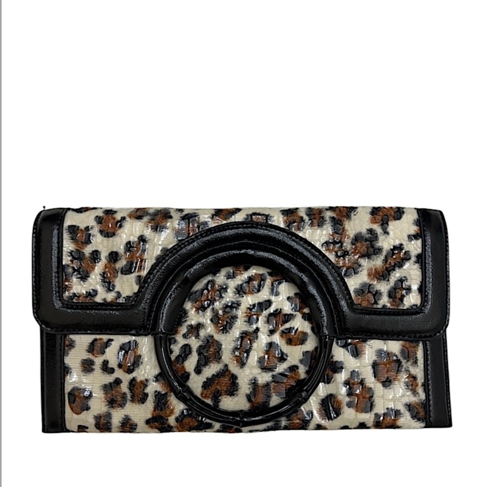 JOAN RIVERS - BLACK BROWN TAN CLASSICS COLLECTION CLUTCH - Picture 2 of 11